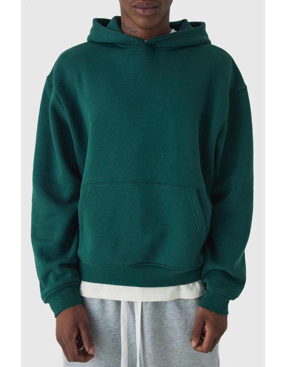 Oversized Boxy Basic Hoodie - forest - 2