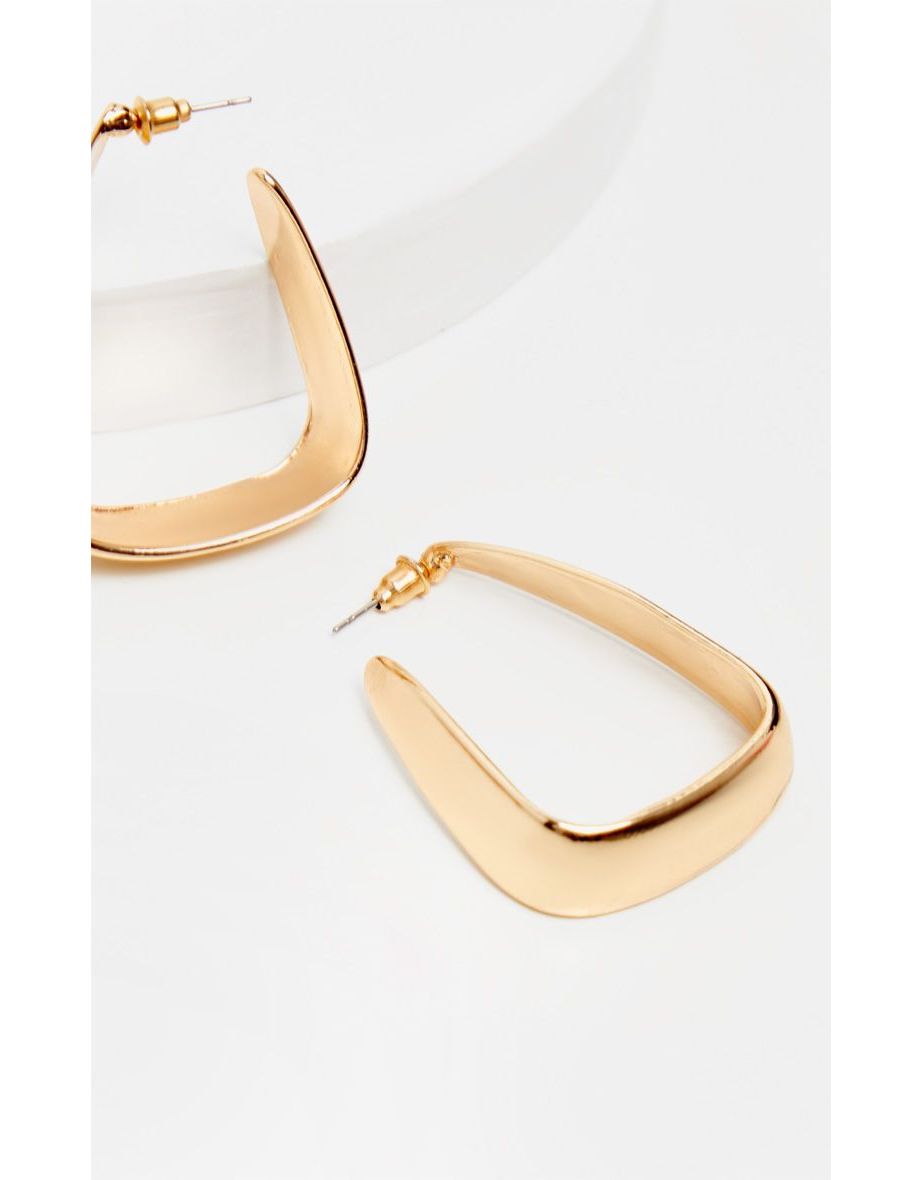 Gold Squared Medium Hoop Earrings - 2