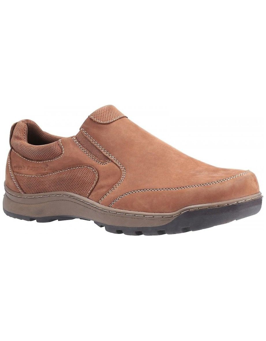 Hush Puppies Mens Jasper Slip On Leather Shoes - Tan