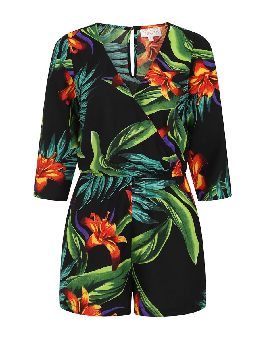 Tiago Playsuit In Black Tropical - 3