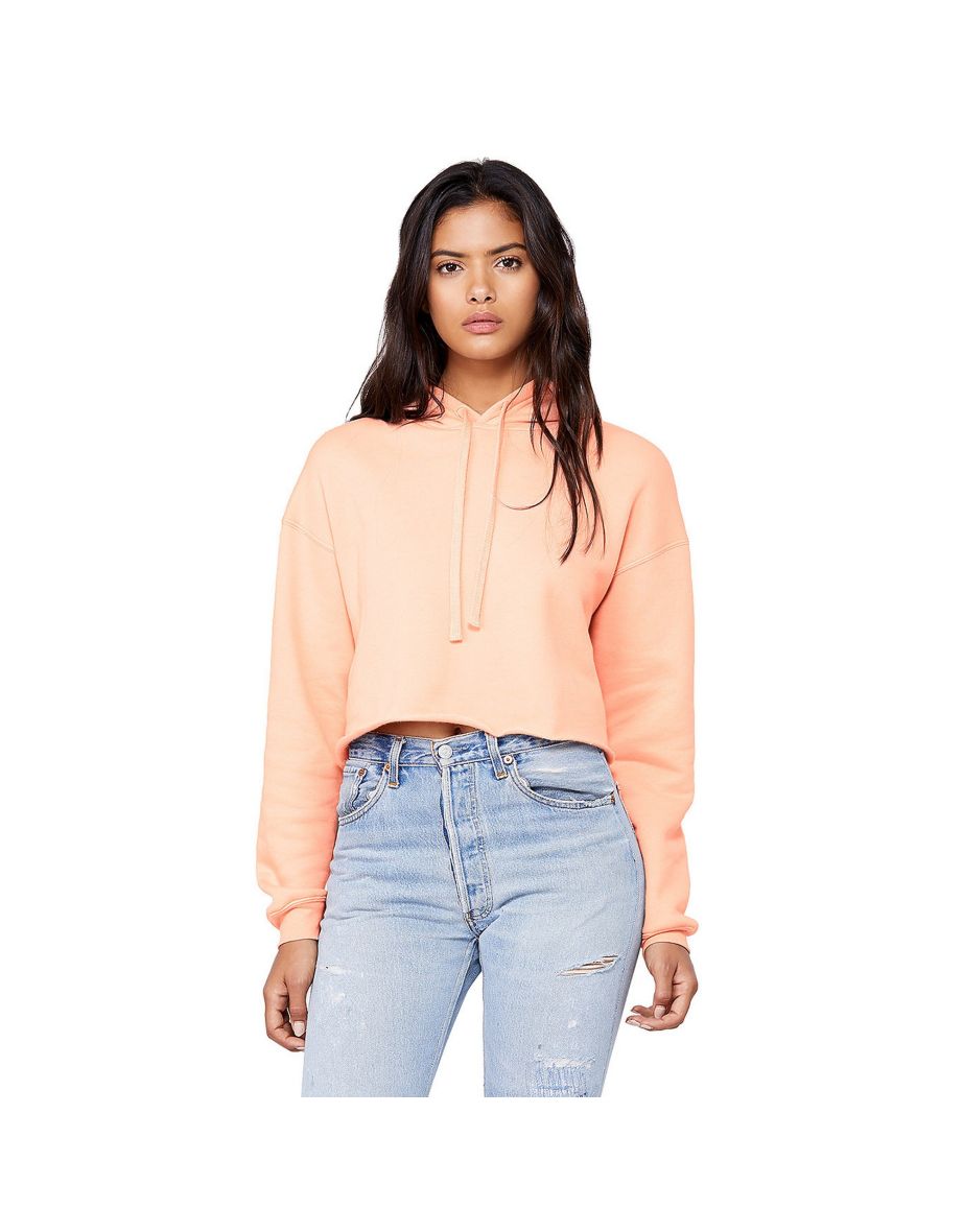 Bella + Canvas Womens/Ladies Cropped Fleece Hoodie - Peach