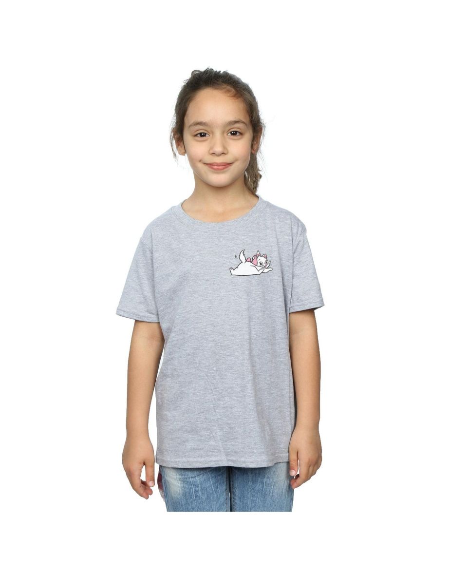 Disney Girls Aristocats Marie Sweet Backside Breast Print Cotton T-Shirt - Sports Grey - 1