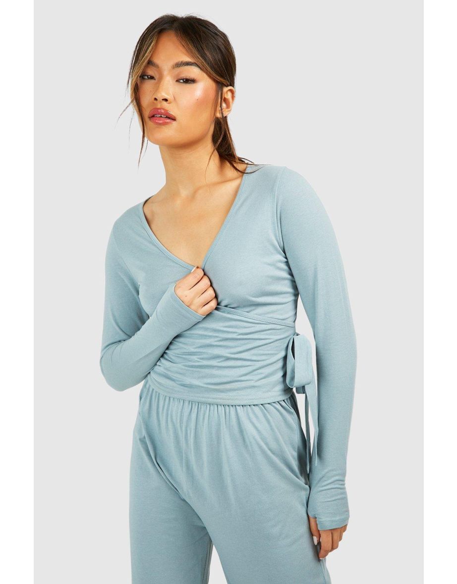 Ballet Wrap Lounge Top - slate grey