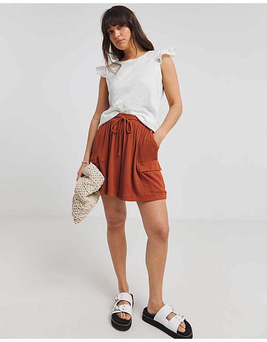 Broderie Frill T-Shirt with Ladder Trim