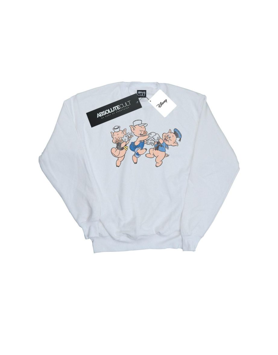Disney Boys Three Little Pigs Having Fun Sweatshirt - White
