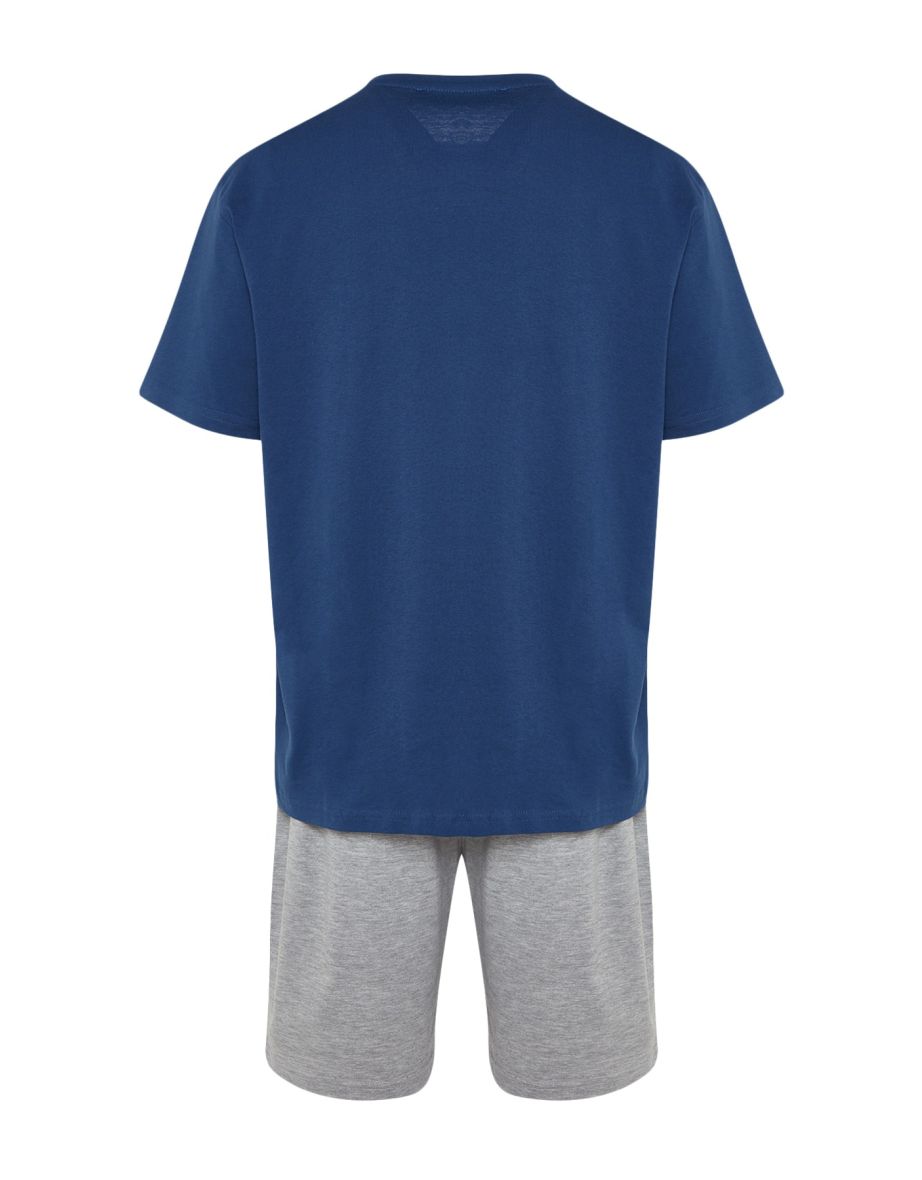 Pajama Set - Blue - With Slogan - 11