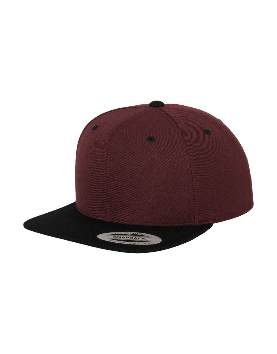 Yupoong Mens The Classic Premium Snapback 2-Tone Cap - Maroon/Black