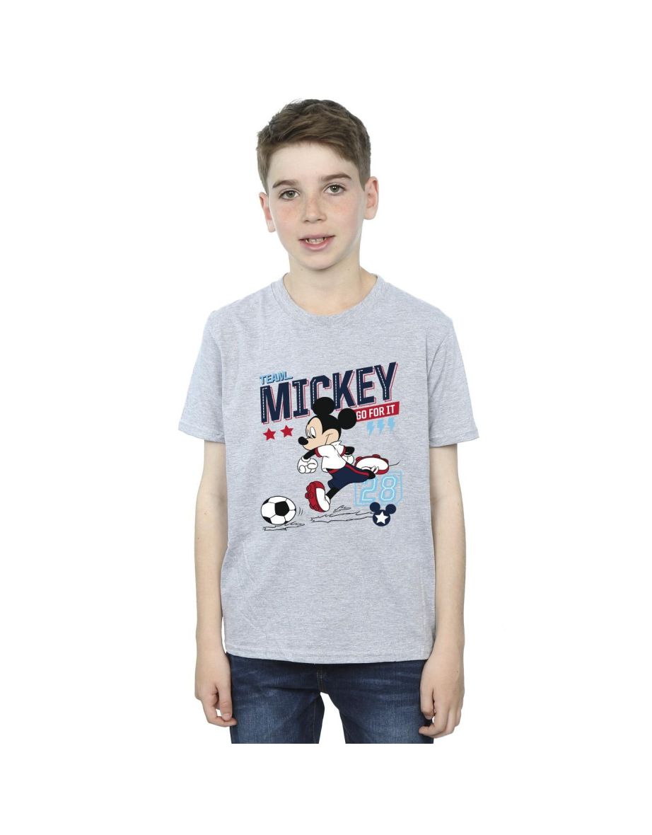 Disney Boys Mickey Mouse Team Mickey Football T-Shirt - Sports Grey