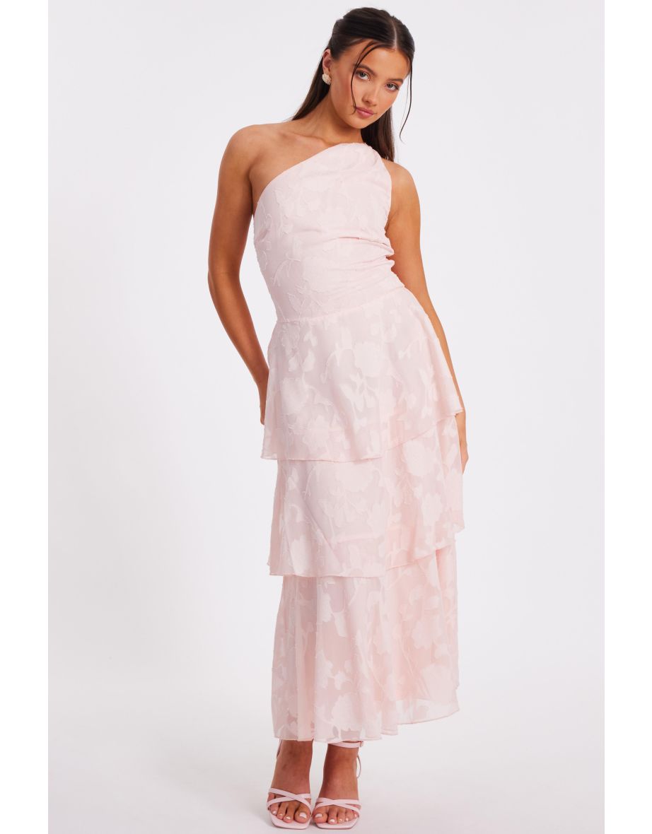 Petite Pink Tiered Midaxi Dress