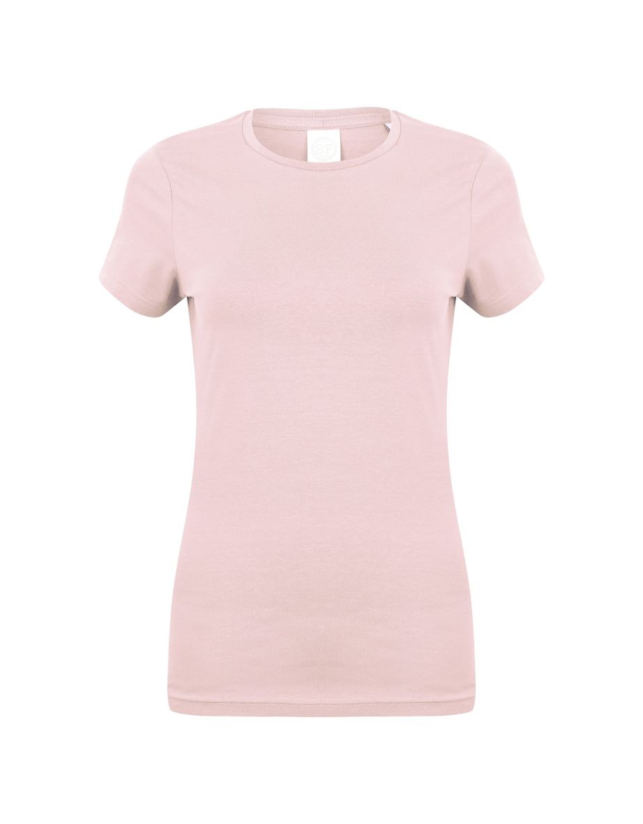 Skinni Fit Womens/Ladies Feel Good Stretch Short Sleeve T-Shirt - Baby Pink - 1