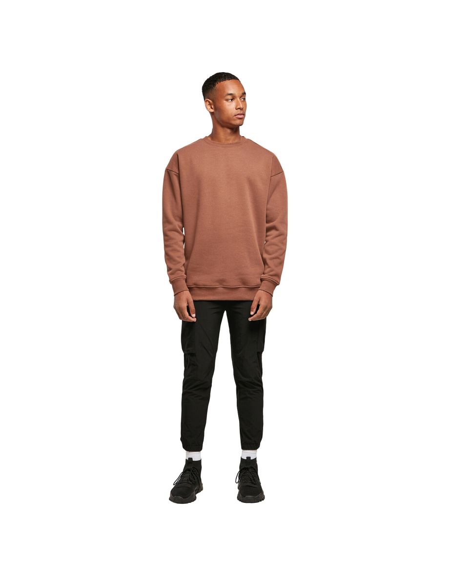 Mens Crew Neck Plain Sweatshirt - Bark - 1