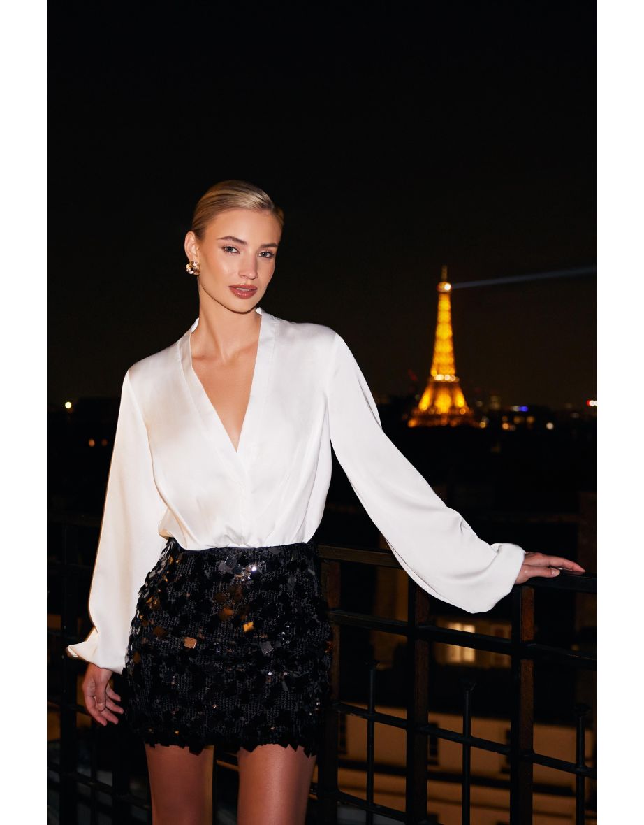 Black Sequin Mini Skirt