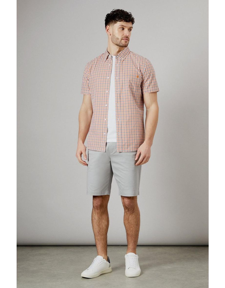 Orange Helios Check Short Sleeve Shirt