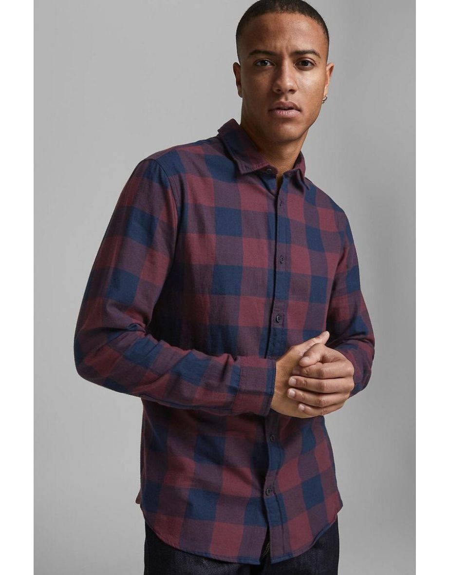 Gingham Twill Cotton Shirt in Slim Fit