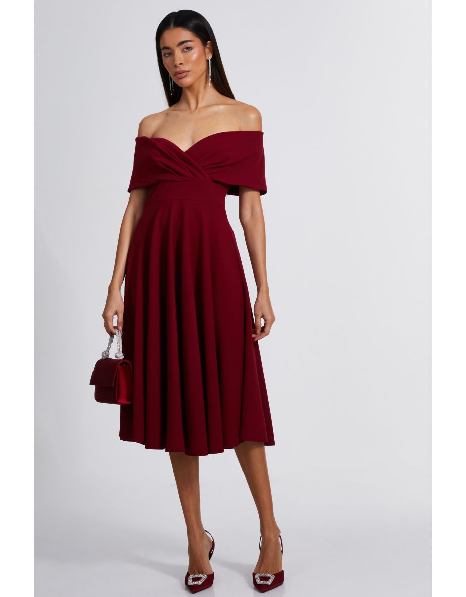 Dark Red Skater Midi Dress