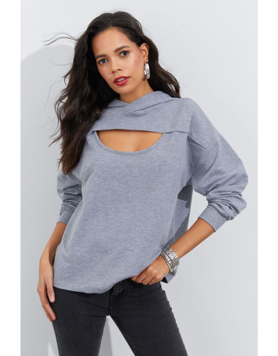 Women's Gray With Window Front Hoodie