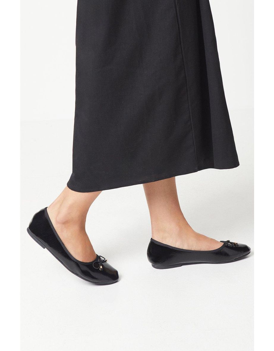 Good For The Sole: Wide Fit Tonya Comfort Bow Detailed Ballerinas