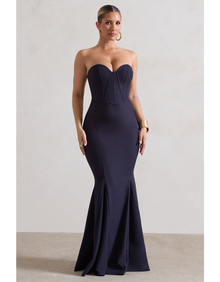 Club L London Navy Mermaid Evening Dress - 4