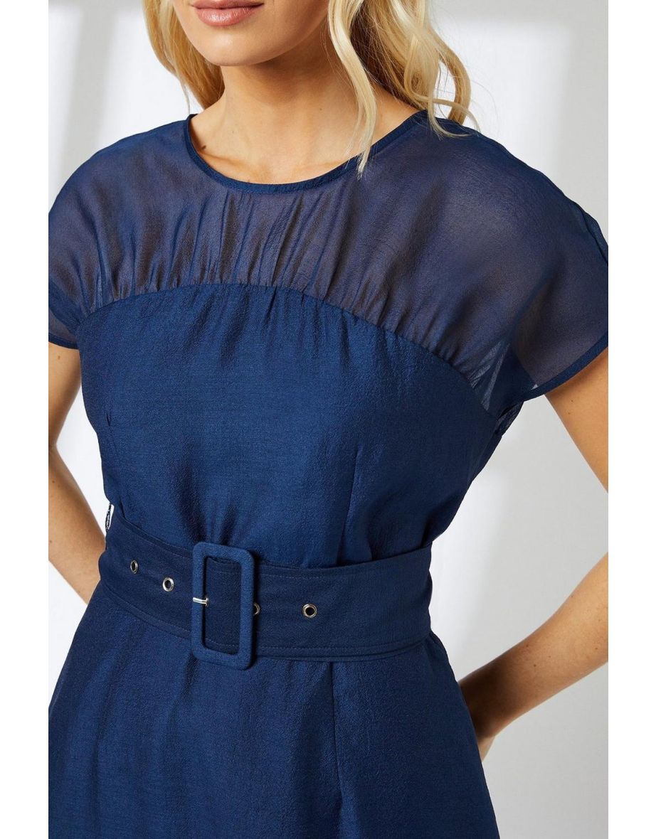 Occasion Belted Organza Midi Dress - 3