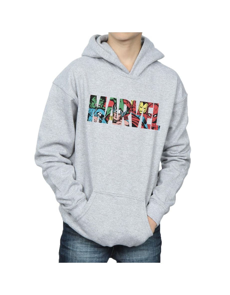 Marvel Comics Boys Logo Character Infill Hoodie - Sports Grey - 3