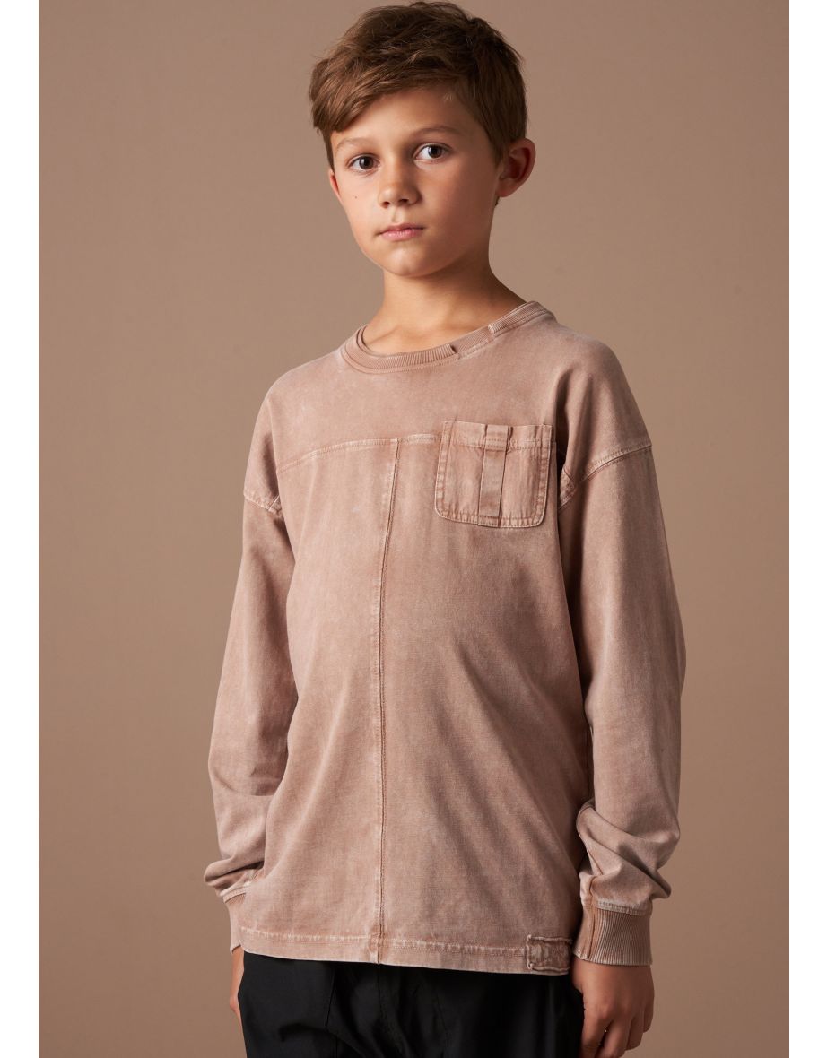 Evan Taupe Long Sleeve Washed Tee