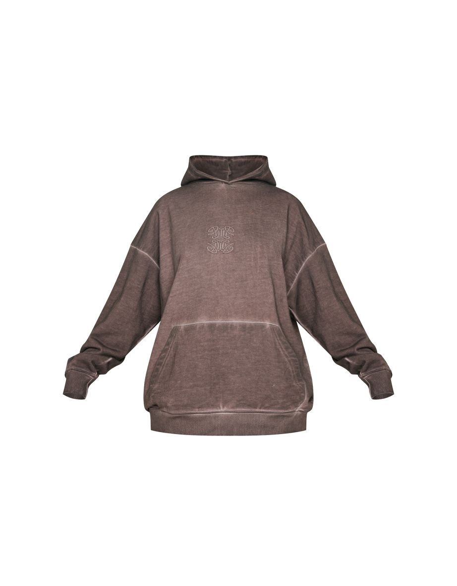 PRETTYLITTLETHING Washed Brown Premium Embossed Oversized Hoodie - 4