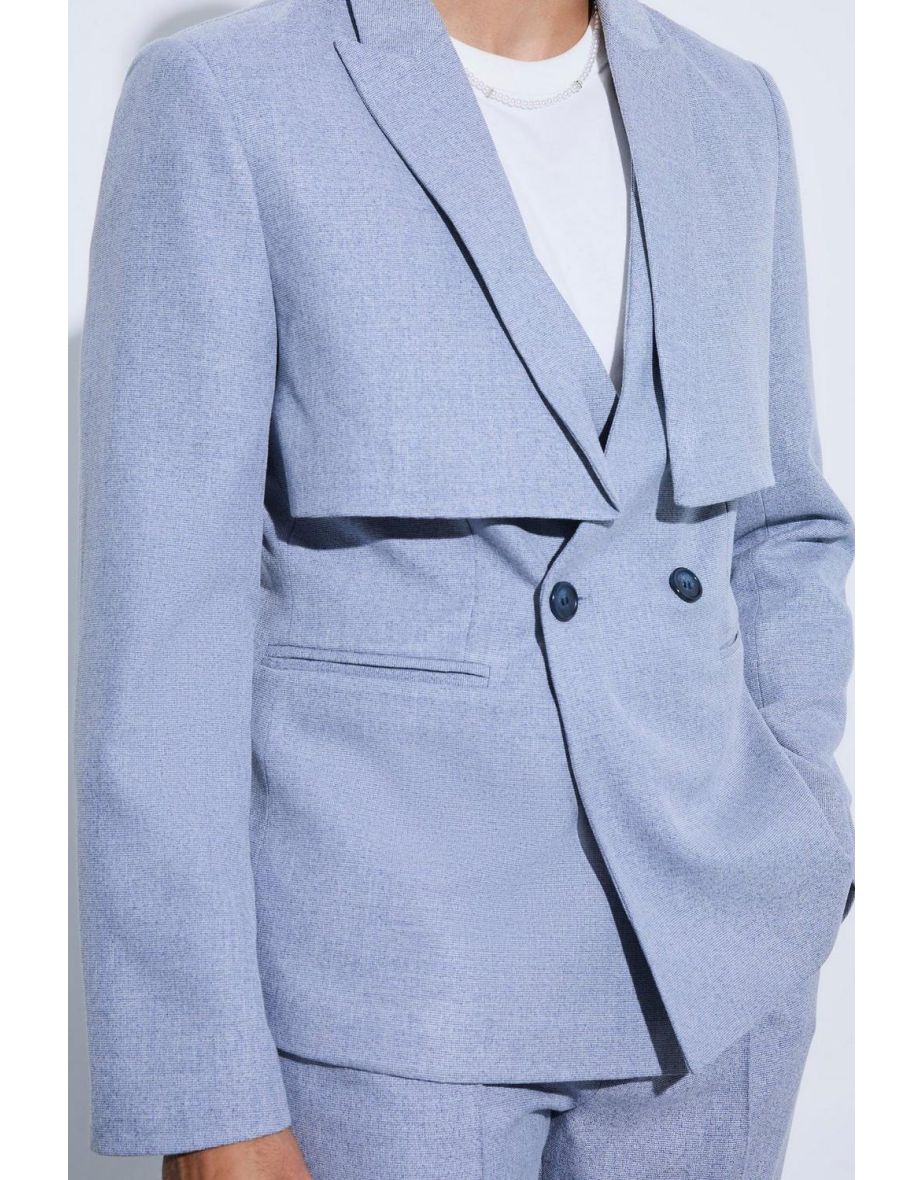 Overlay Detail Slim Fit Blazer - grey - 2