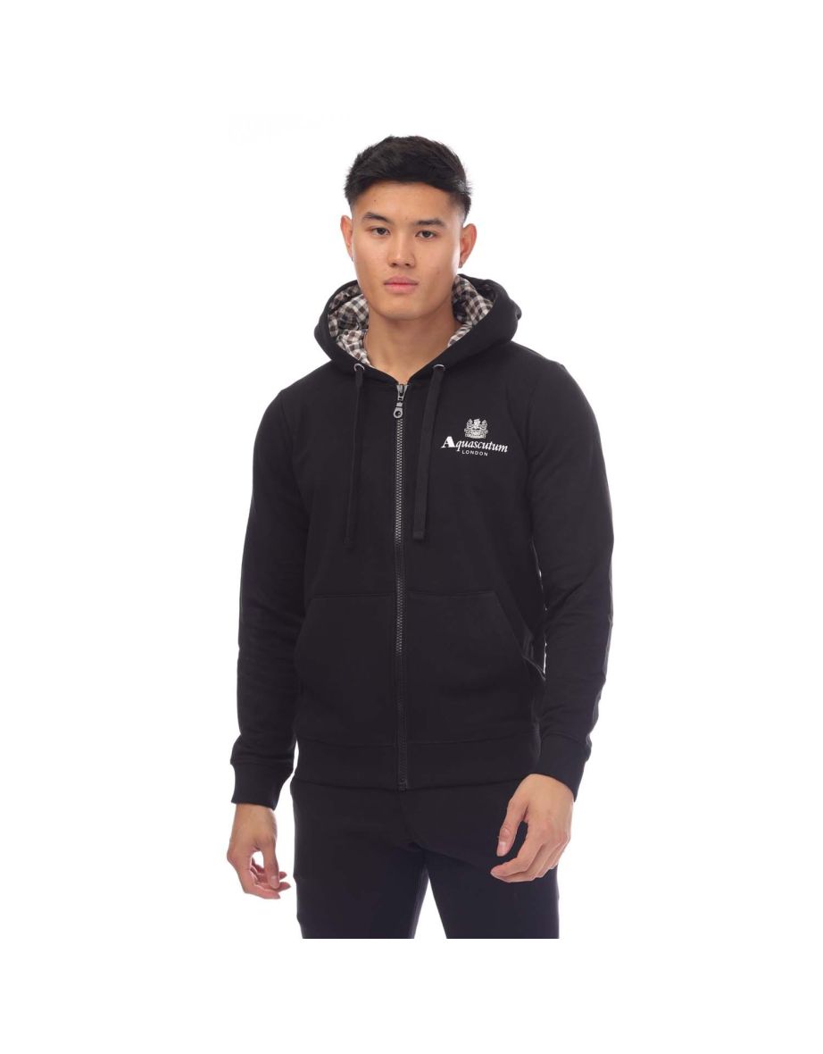 Men's Aquascutum Hooded Zip Sweatshirt in Black
