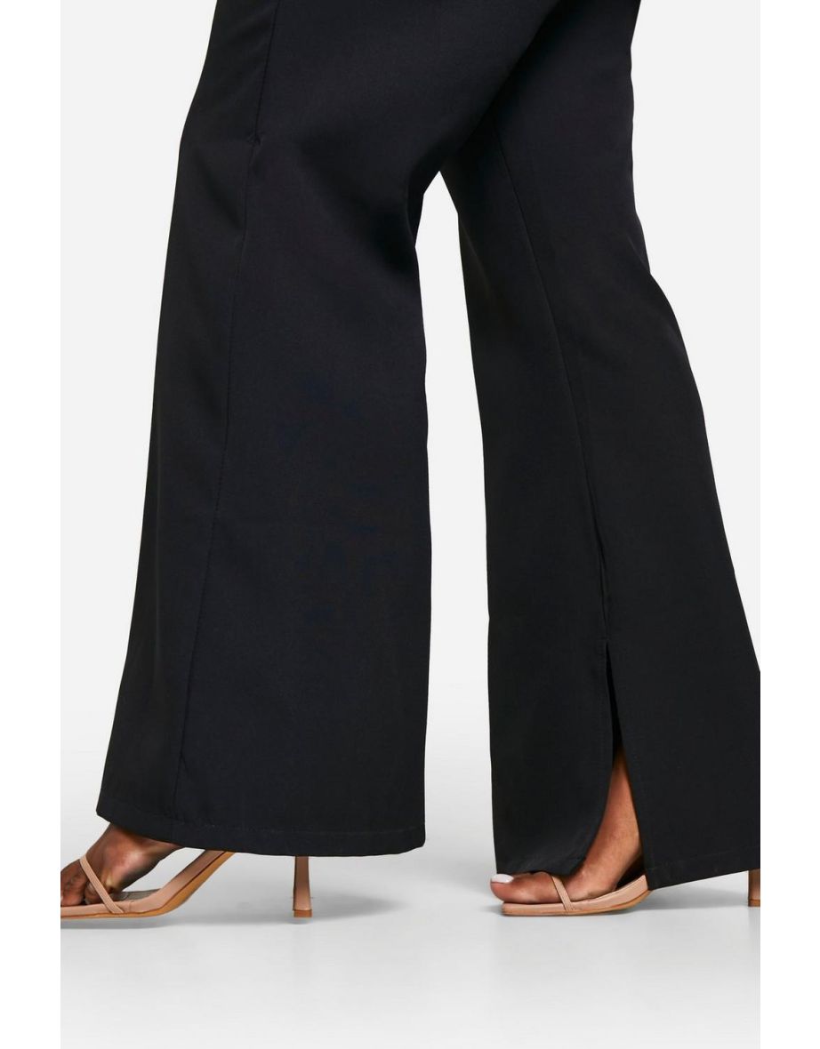 Plus Split Ankle Fit & Flare Tailored Trousers - black - 3