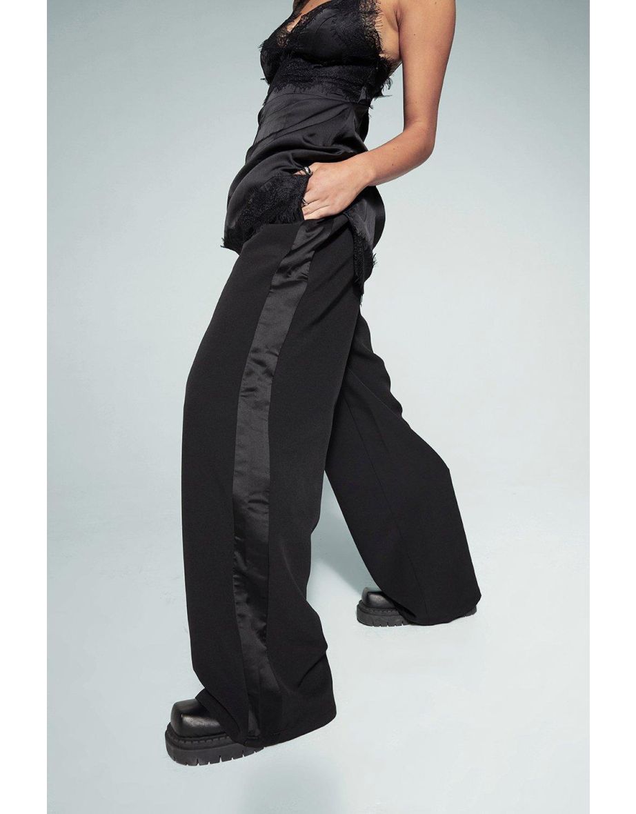 Kourtney Kardashian Barker Wide Leg Tailored Trouser - black - 3