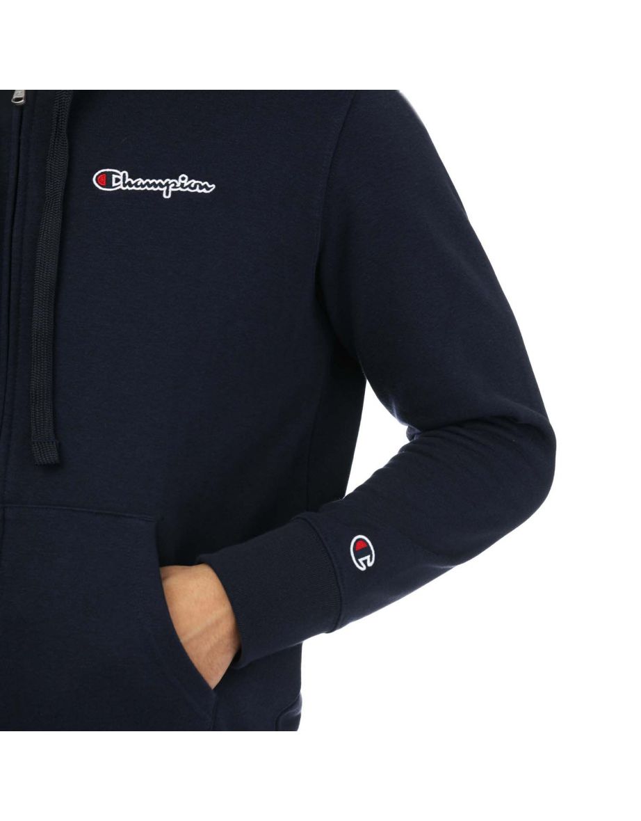 Men's Champion Small Embroidered Script Logo Zip Hoody in Blue - 5