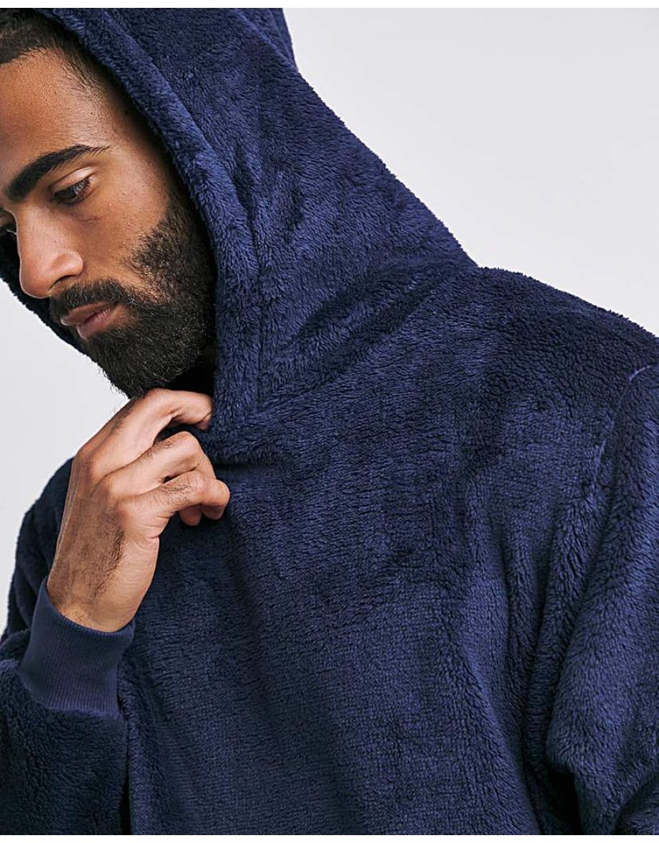 Navy Oversized Fleece Hoodie - 3