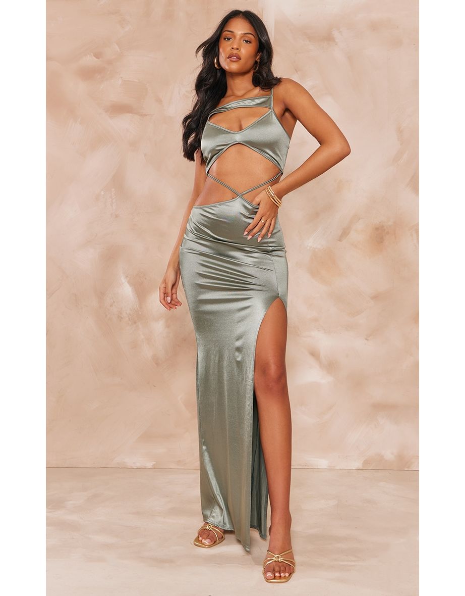 Tall Teal Slinky Extreme Cut Out Maxi Dress