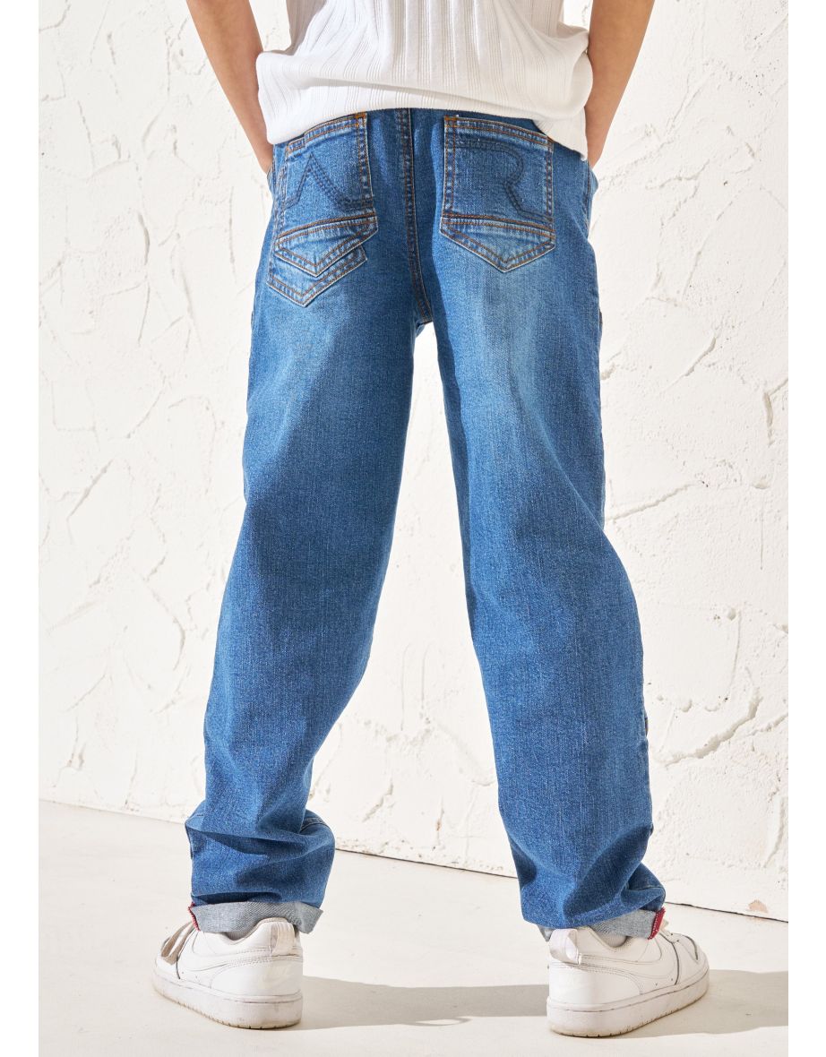 Roman Washed Denim Biker Jean - 4