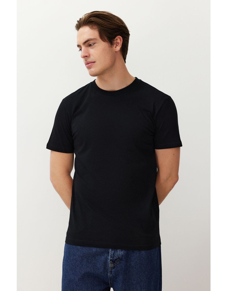 Anthracite-Navy Blue-Black Slim/Slim Fit 5-Pack Basic 100% Cotton T-Shirt - 9