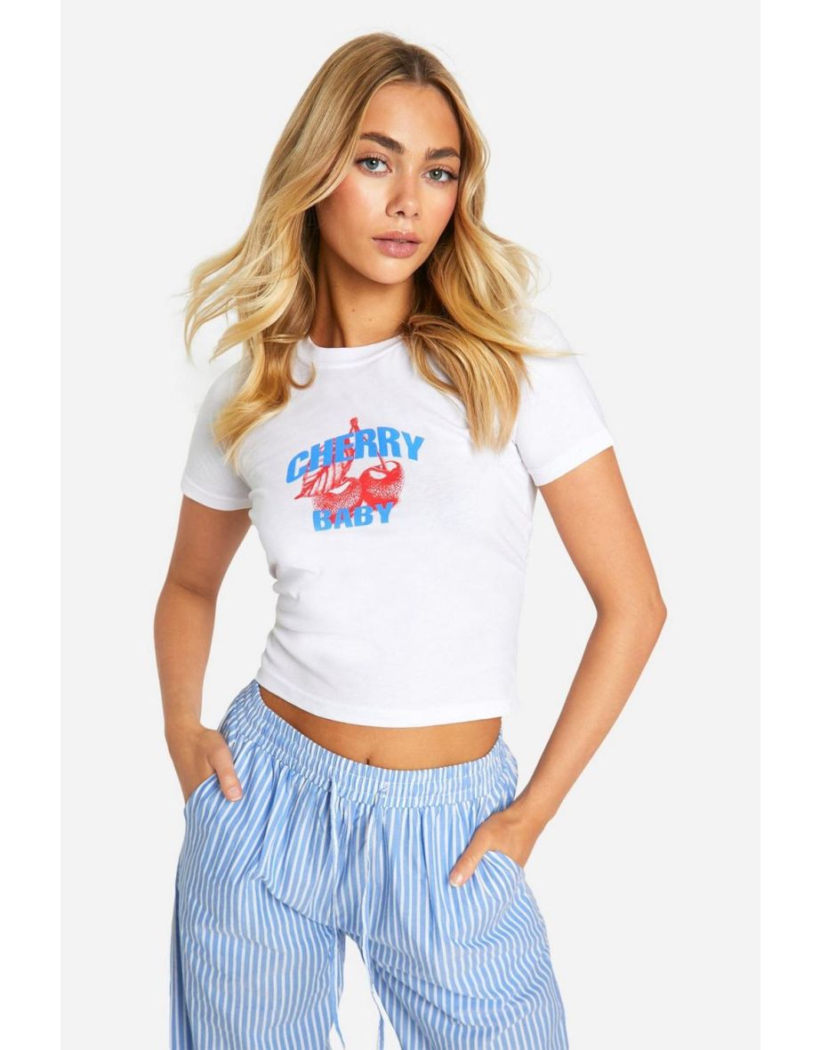 Cherry Baby Slogan Baby Tee - white