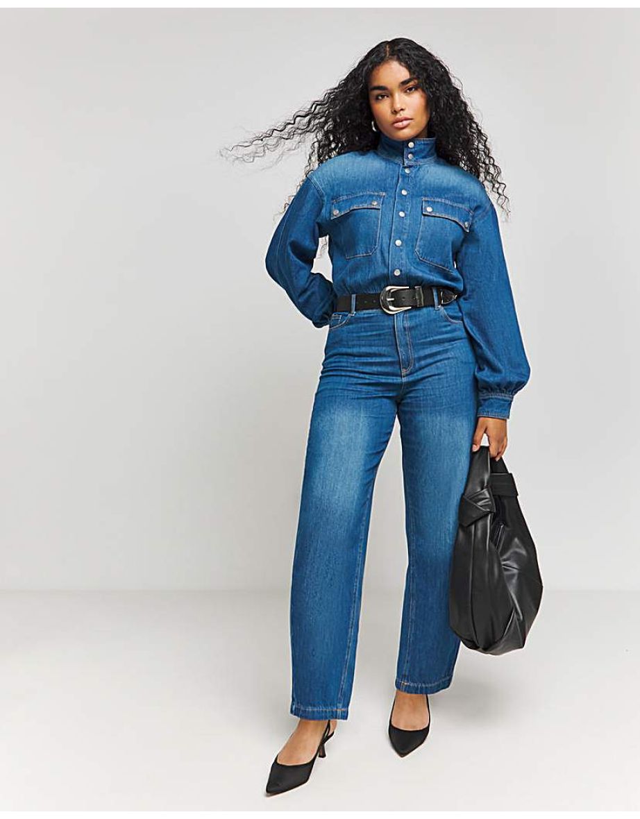 Authentic Look Drape Denim Jumpsuit