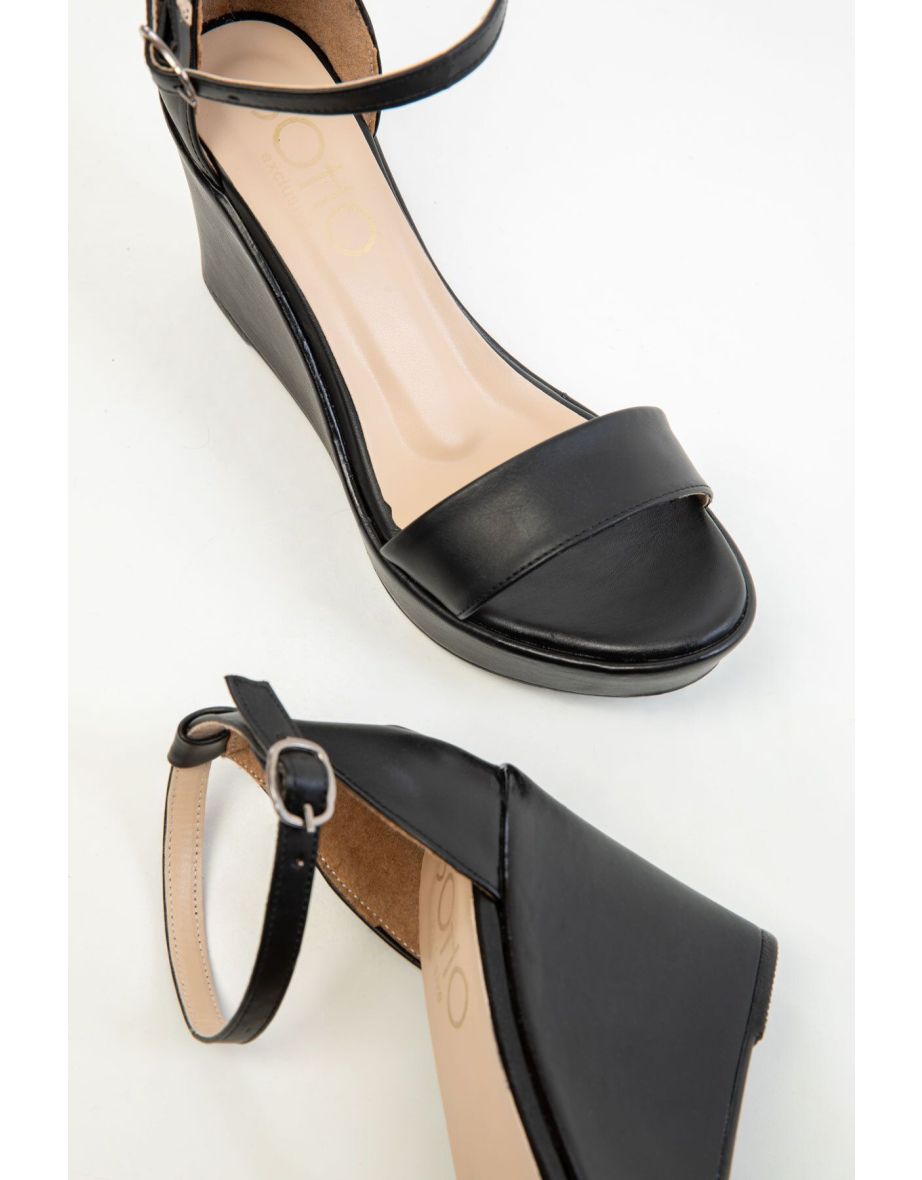 Black Women's Wedge Heels Shoes - 5