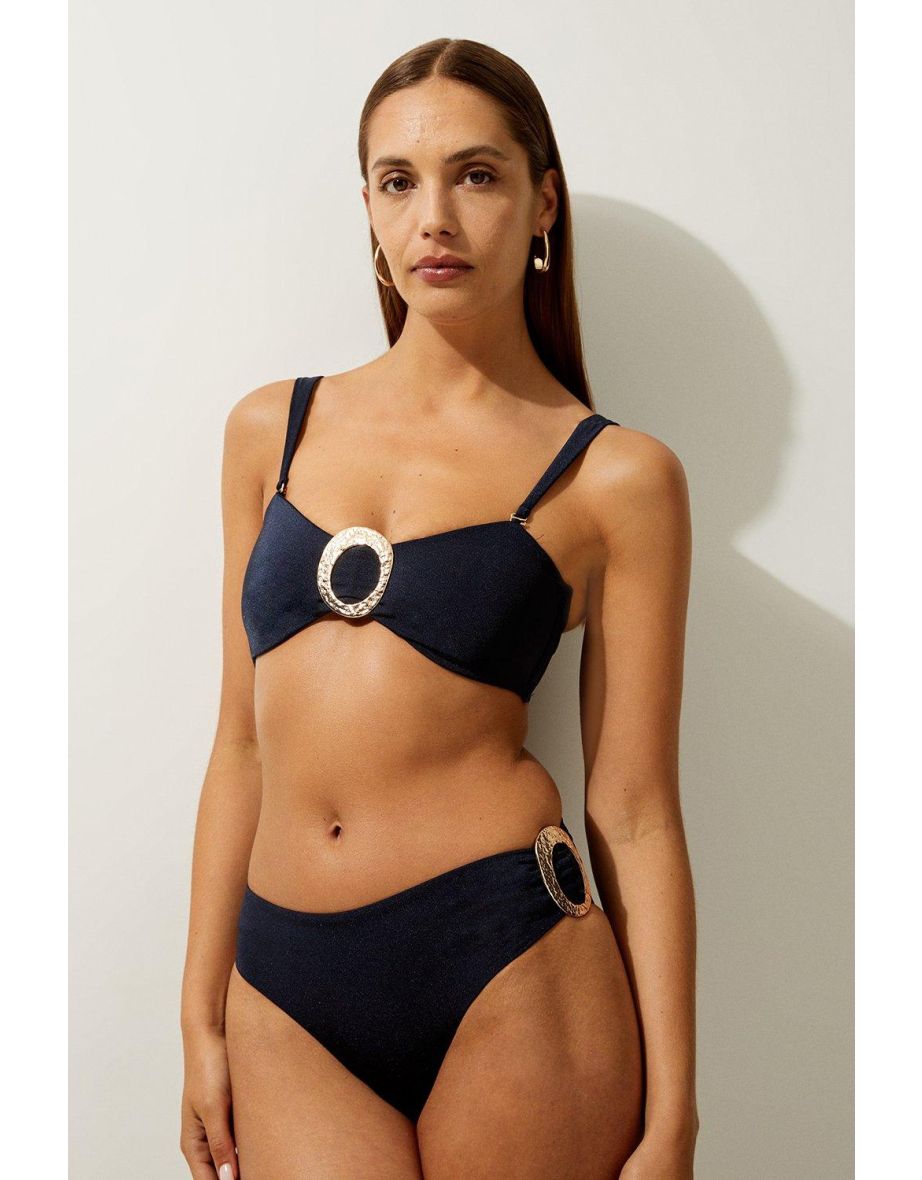 Slinky Trim Detail Cheeky Bikini Bottoms