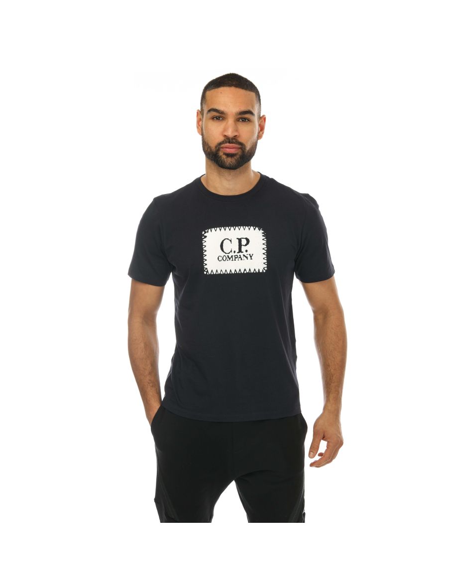 Men's C.P. Company Stitch Block Logo T-Shirt in Blue
