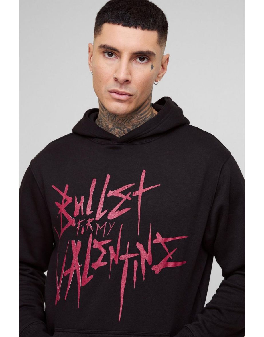 Tall Oversized Bullet For My Valentine License Print Hoodie - black - 2