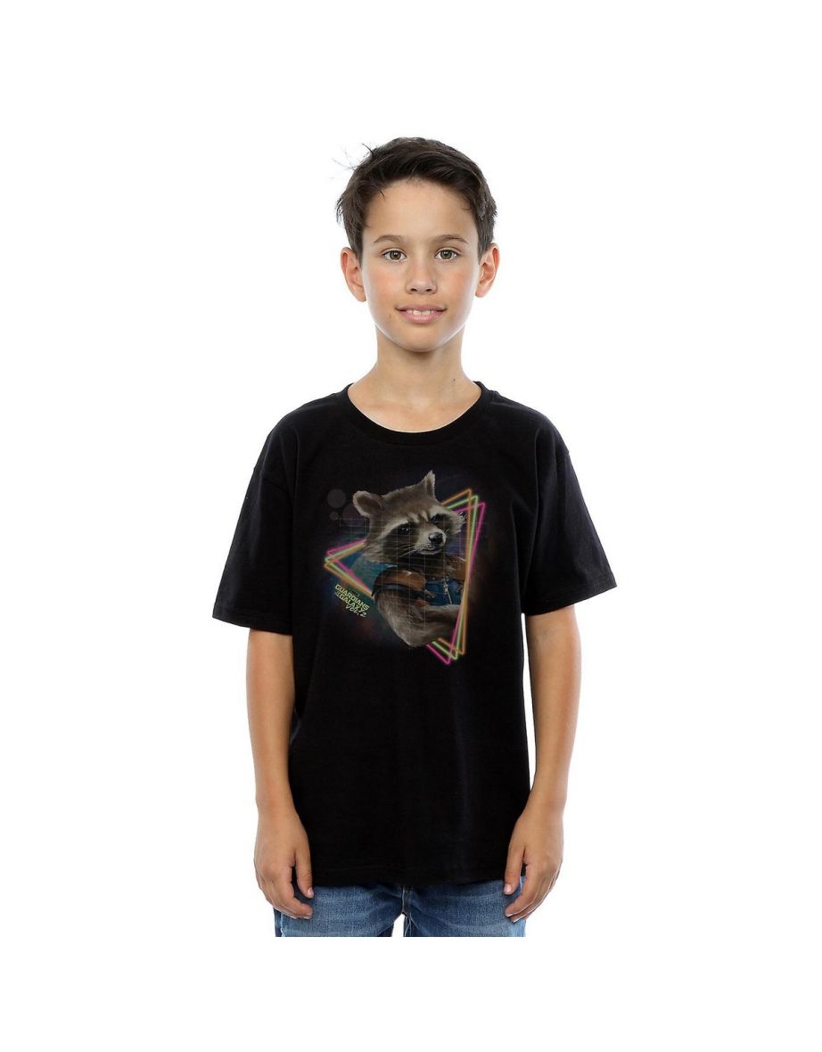 Guardians Of The Galaxy Boys Rocket Raccoon Neon T-Shirt - Black