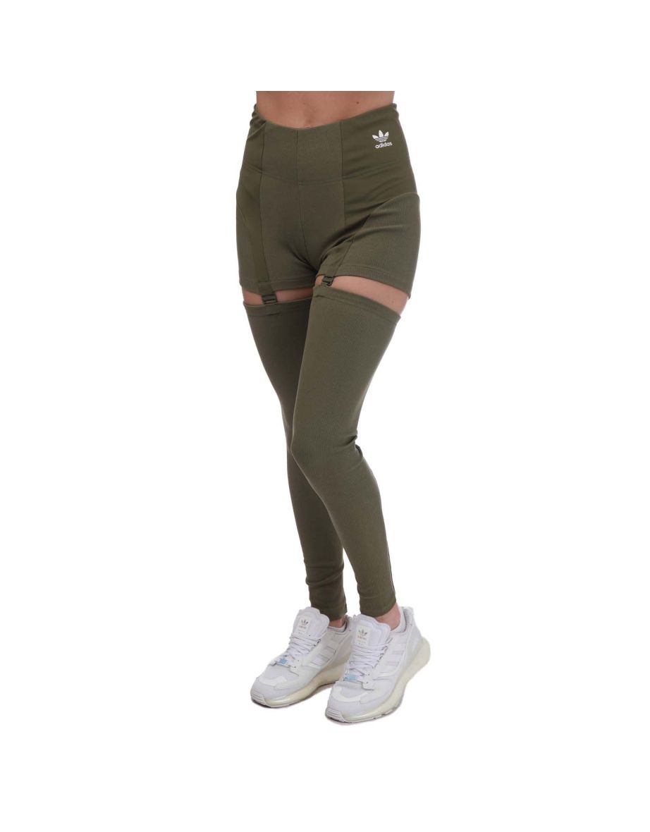 Women's adidas Originals Always Original Rib Two-In-One Tights in Green