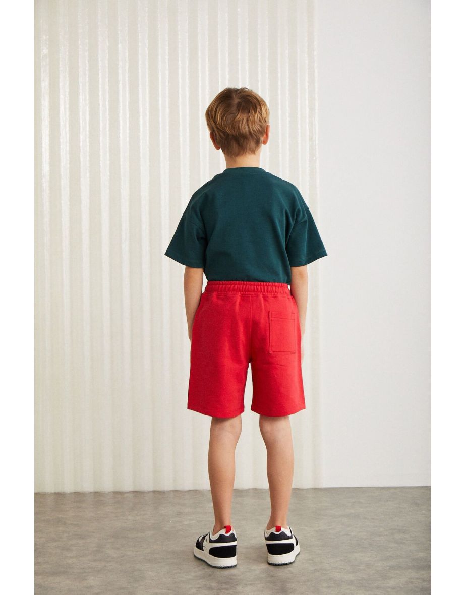 FABRICE Kids 100% Cotton Red Shorts - 1