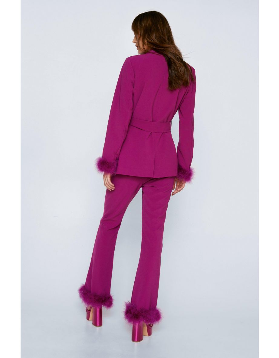 Flared Pants With Feather Trims - 3