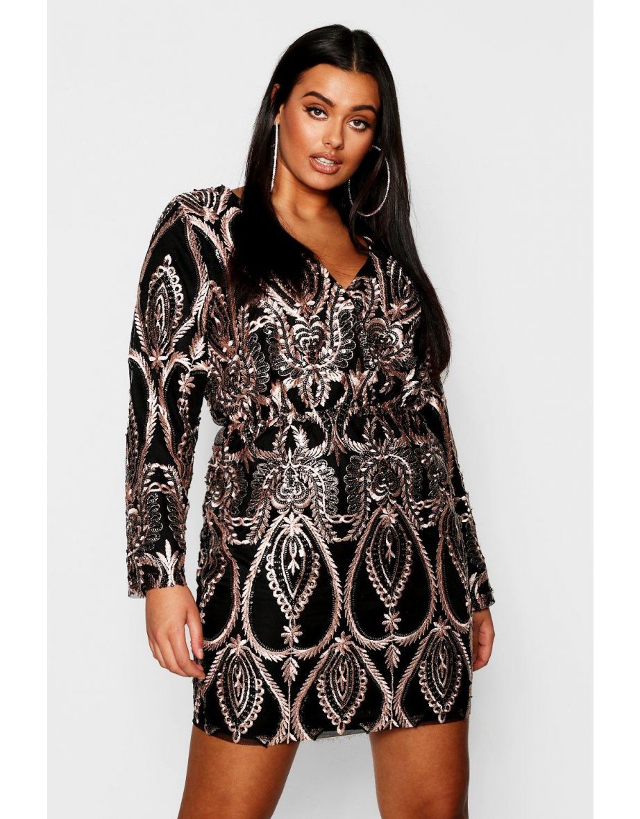 Sequin plunge shop mini dress