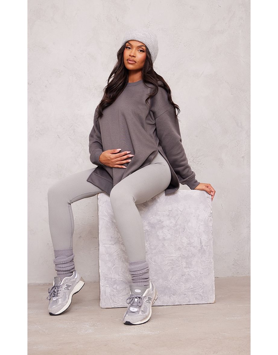 Maternity Charcoal Nursing Side Split Sweater