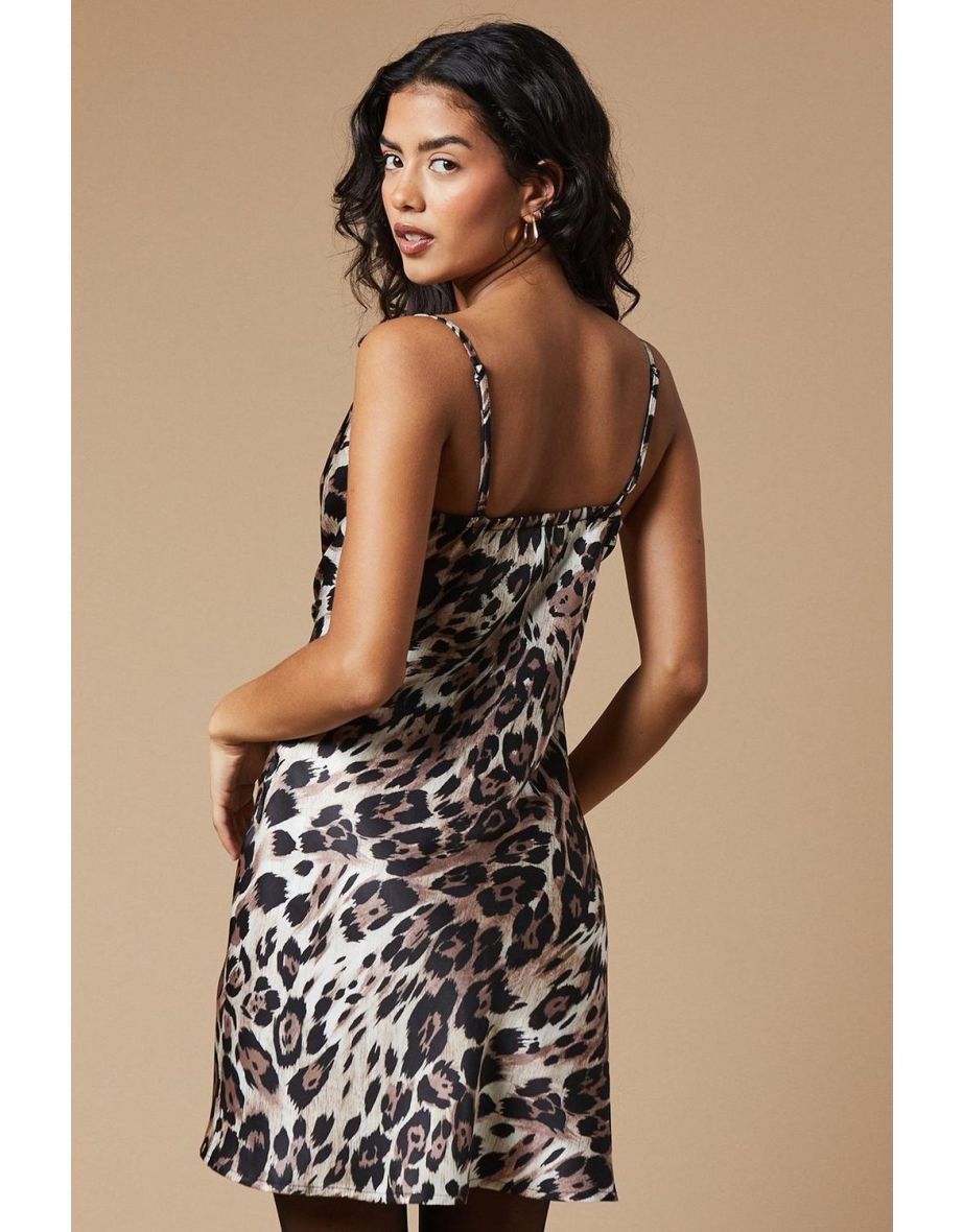 Petite Occasion Leopard Lace Insert Slip Dress - 3
