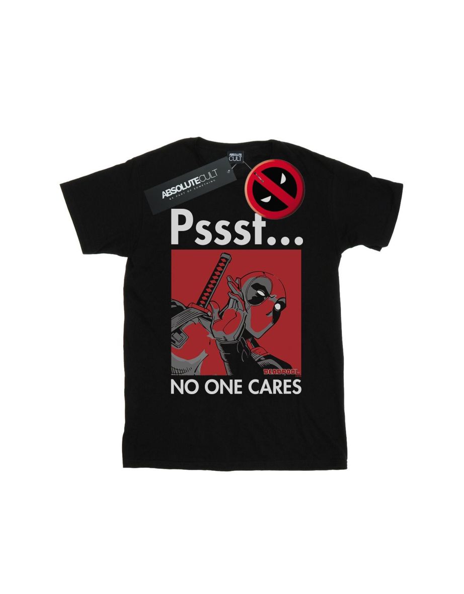 Marvel Mens Deadpool No One Cares T-Shirt - Black - 1