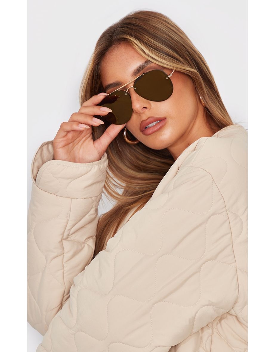 Shop Gold Mirrored Lens Aviator Sunglasses Online in Bahrain VogaCloset